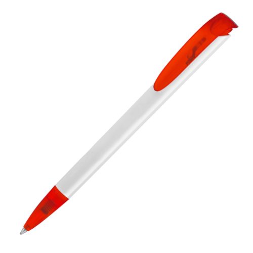 Ручка шариковая JONA T, белый/оранжевый прозрачный#, белый с красным