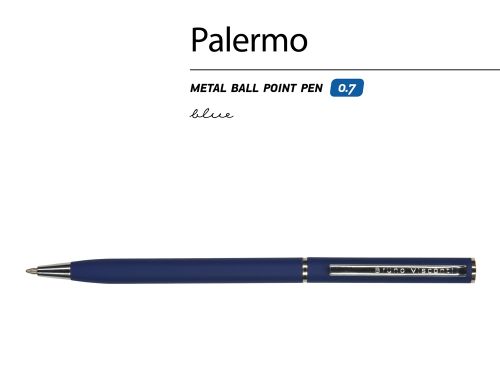 Ручка Palermo шариковая  автоматическая, темно-синий металлический корпус, 0,7 мм, синяя