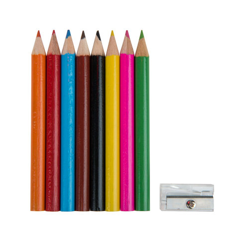 Набор цветных карандашей (8шт) с точилкой MIGAL в чехле, белый, 4,5х10х4 см, дерево, полиэстер (белый)
