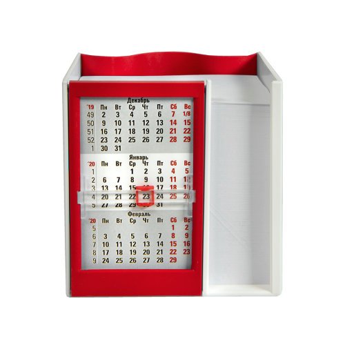 Календарь настольный, календарная сетка на 2023-2024 г.  (красный, белый)