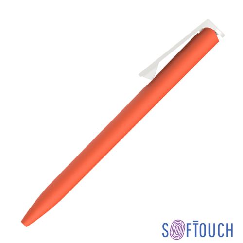 Ручка шариковая "Clive", покрытие soft touch, оранжевый с белым