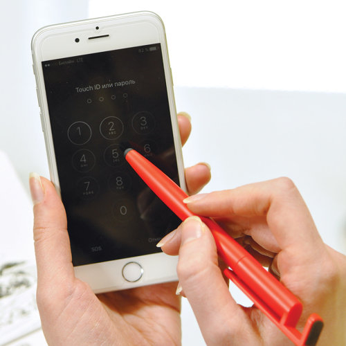 Ручка шариковая N3 со стилусом и подставкой для смартфона (синий)