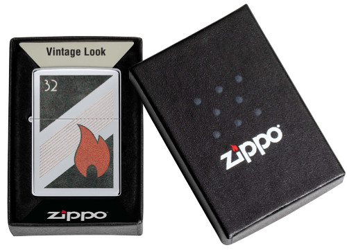 Зажигалка ZIPPO Vintage с покрытием High Polish Chrome, латунь/сталь, серебристая, 38x13x57 мм