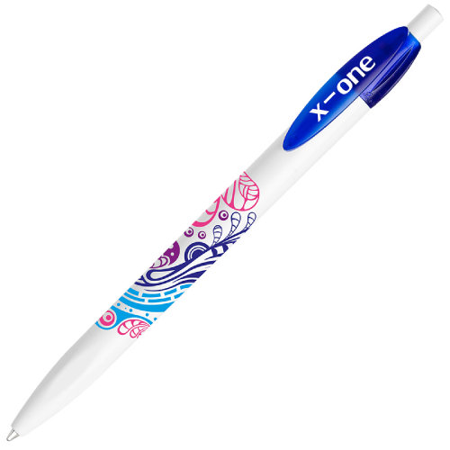 Ручка шариковая X-1 (белый, темно-синий)