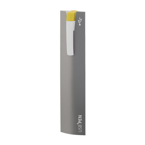 Ручка с флеш-картой USB 8GB «TURNUS M», белый с желтым