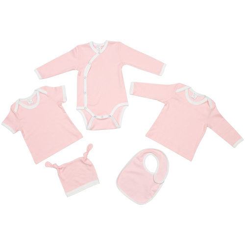 Боди детское Baby Prime, розовое с молочно-белым