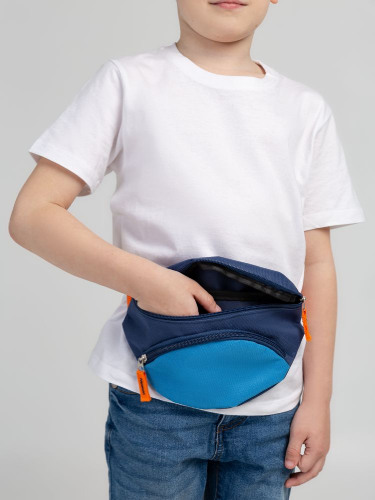 Поясная сумка детская Kiddo, синяя с голубым