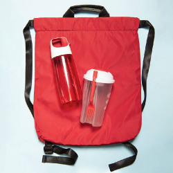Набор подарочный FITKIT: бутылка для воды, контейнер для еды, рюкзак, красный (красный)
