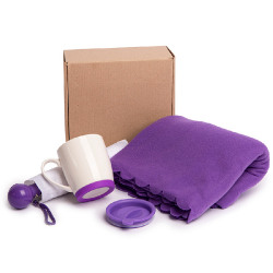 Набор подарочный SPRING WIND: плед, складной зонт, кружка с крышкой, коробка, фиолетовый (фиолетовый)